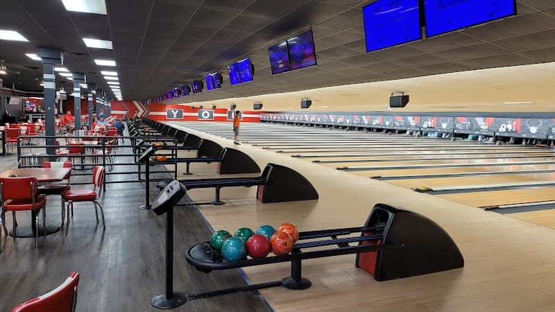Interior view of AMF Hilltop Lanes bowling alley