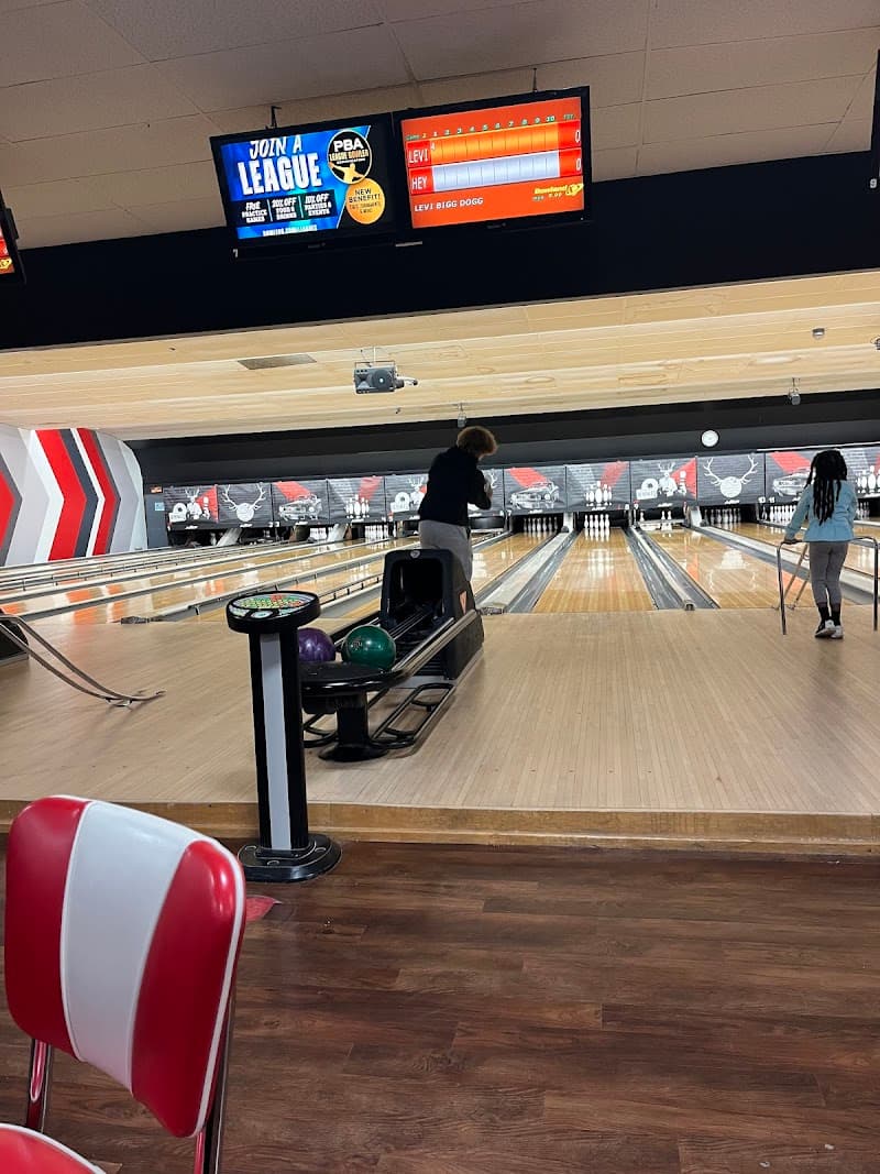 Interior view of AMF Rose Bowl Lanes bowling alley