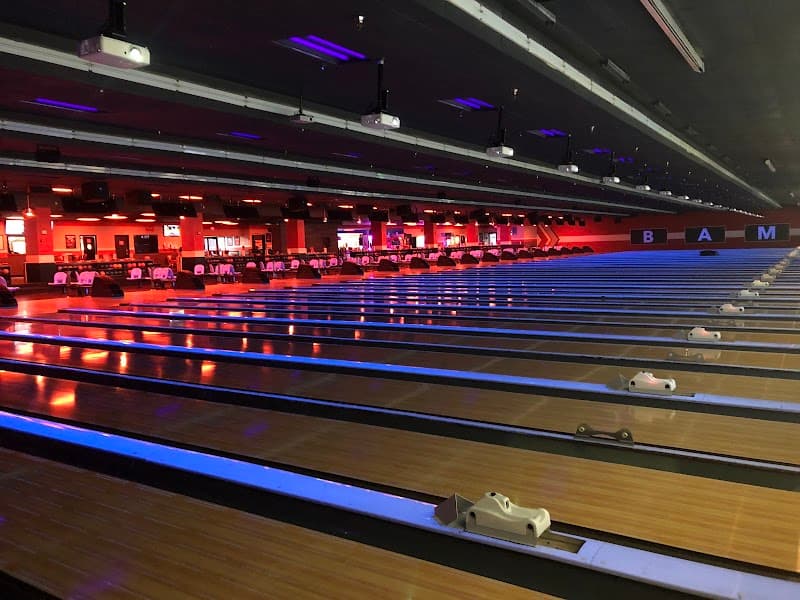 Interior view of AMF Spare Time Lanes bowling alley