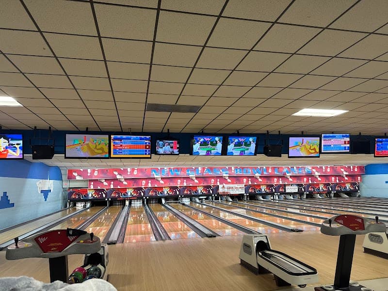 Interior view of All Strikes Lanes bowling alley