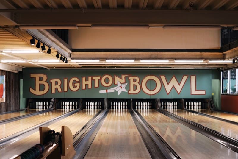 Interior view of American Flatbread Brighton bowling alley