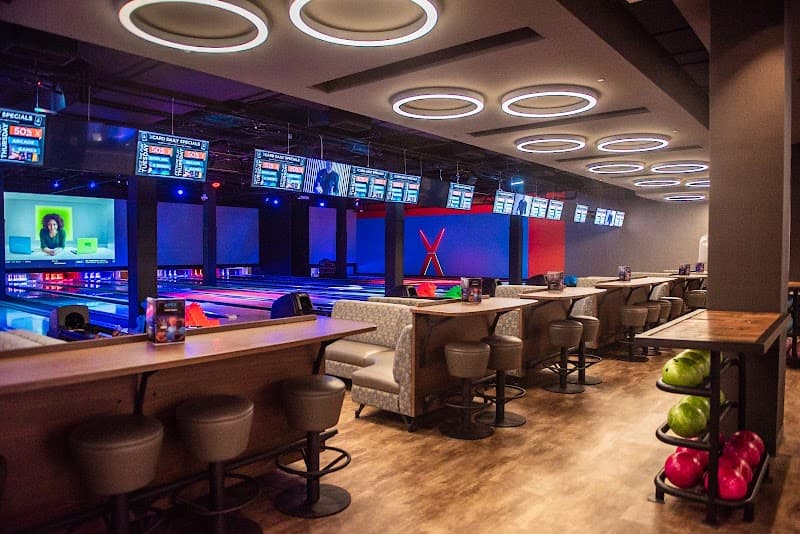Interior view of Apex Entertainment Albany bowling alley