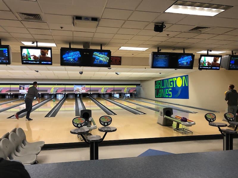 Interior view of Arlington Lanes bowling alley