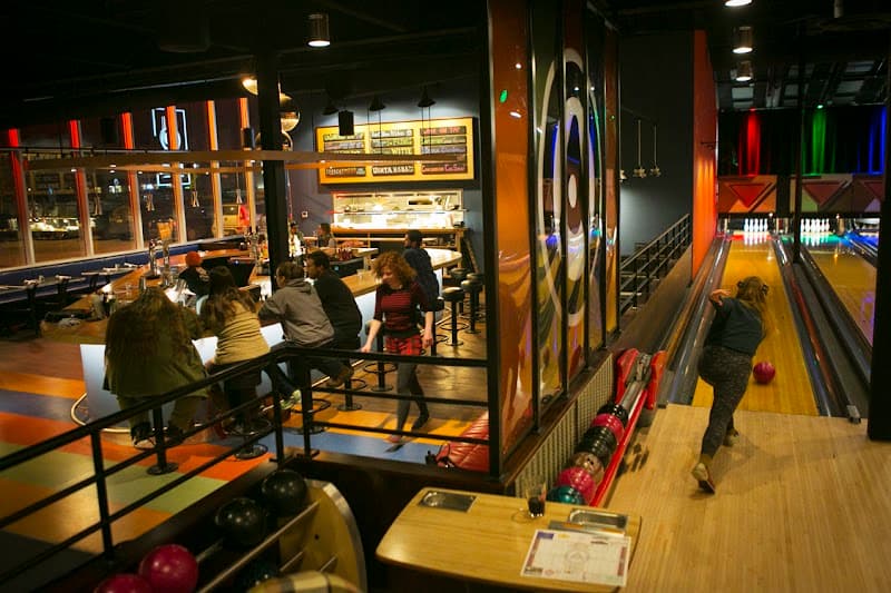 Interior view of Atlas Bowl bowling alley