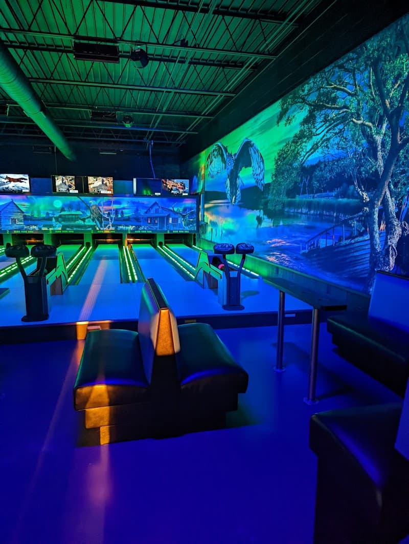 Interior view of Aurora Bowl bowling alley