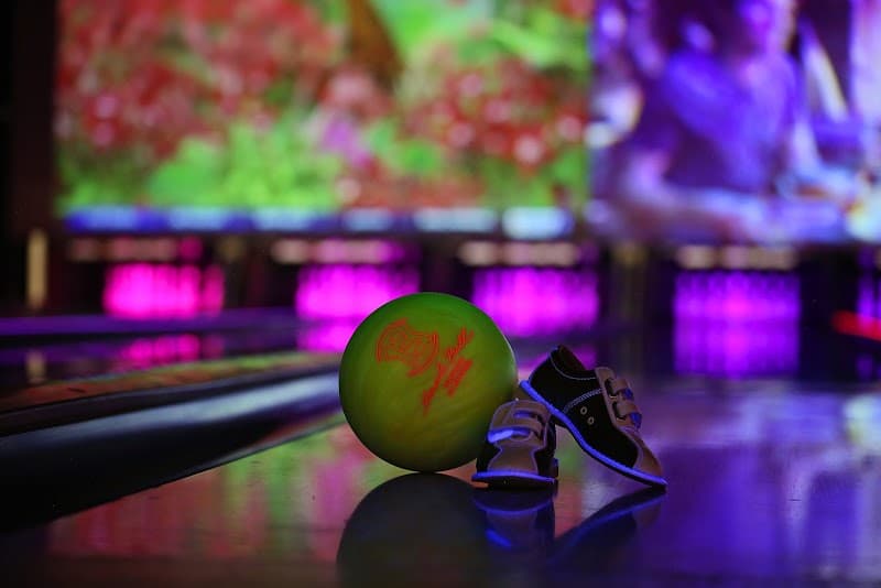 Interior view of Boomtown Blast bowling alley