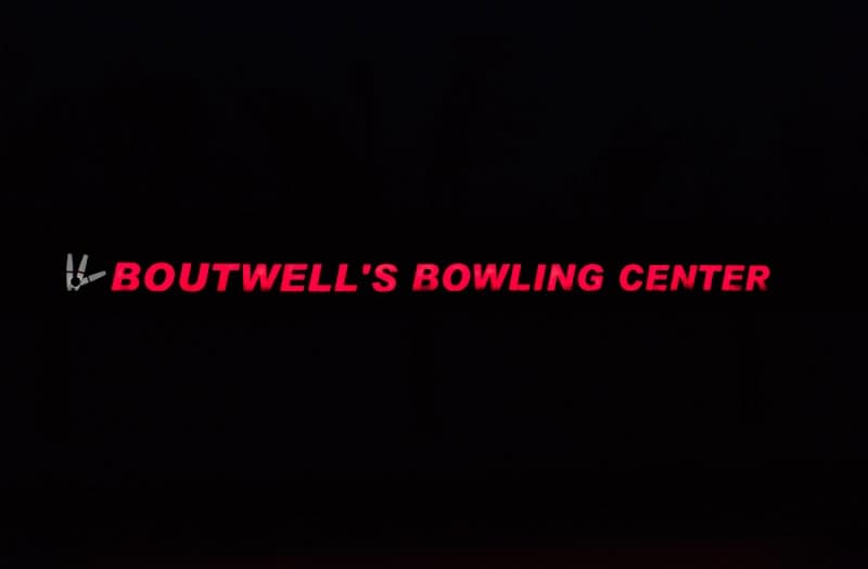 Interior view of Boutwell's Bowling Center bowling alley