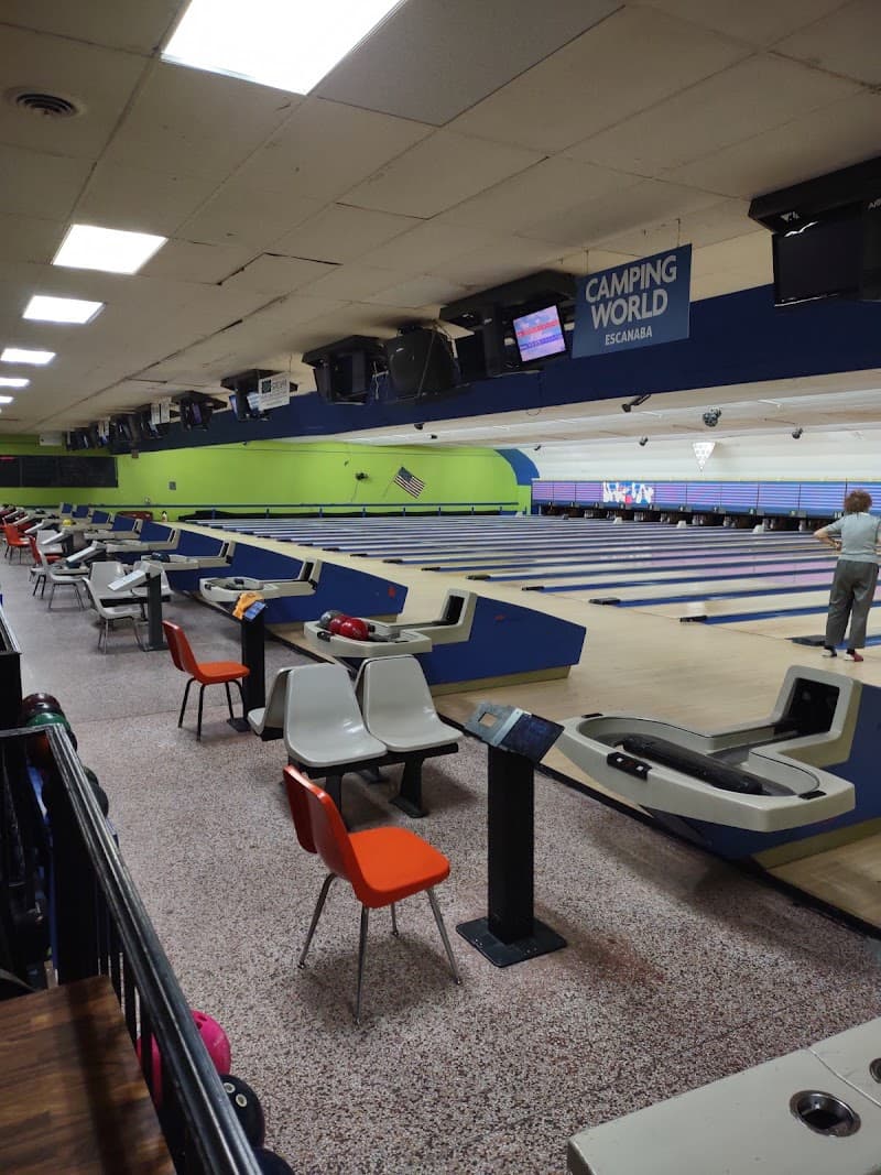 Interior view of Bowl-A-Rama bowling alley