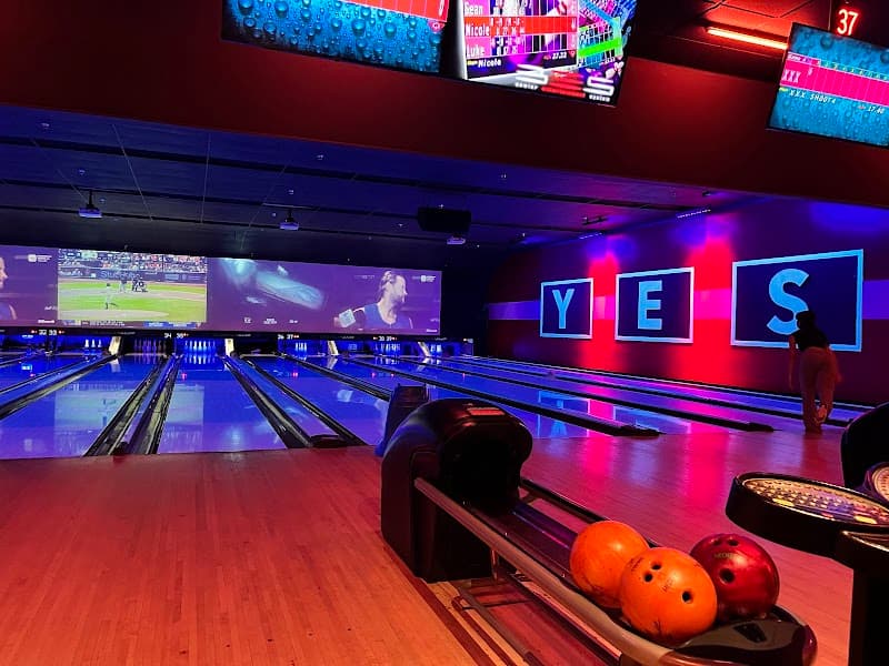 Interior view of Bowlero Cerritos bowling alley
