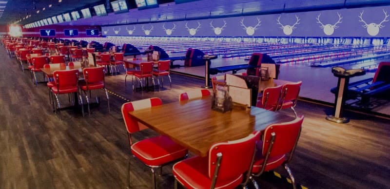 Interior view of Bowlero Columbus bowling alley