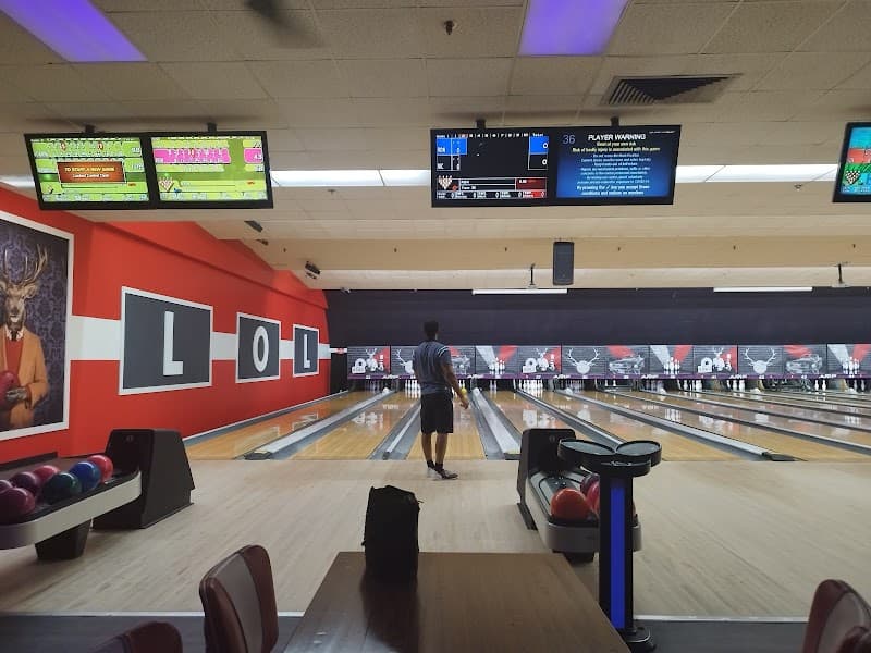 Interior view of Bowlero Cranston bowling alley