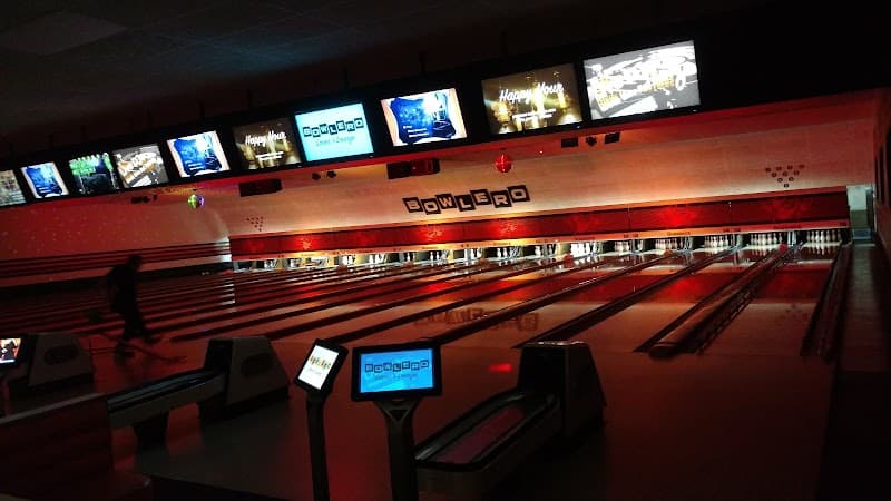 Interior view of Bowlero Lanes & Lounge bowling alley