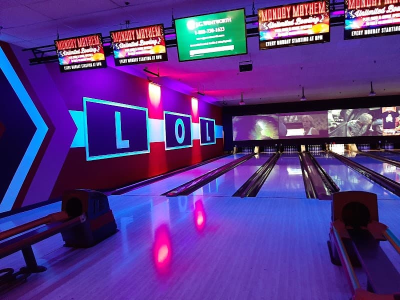 Interior view of Bowlero Mount Prospect bowling alley
