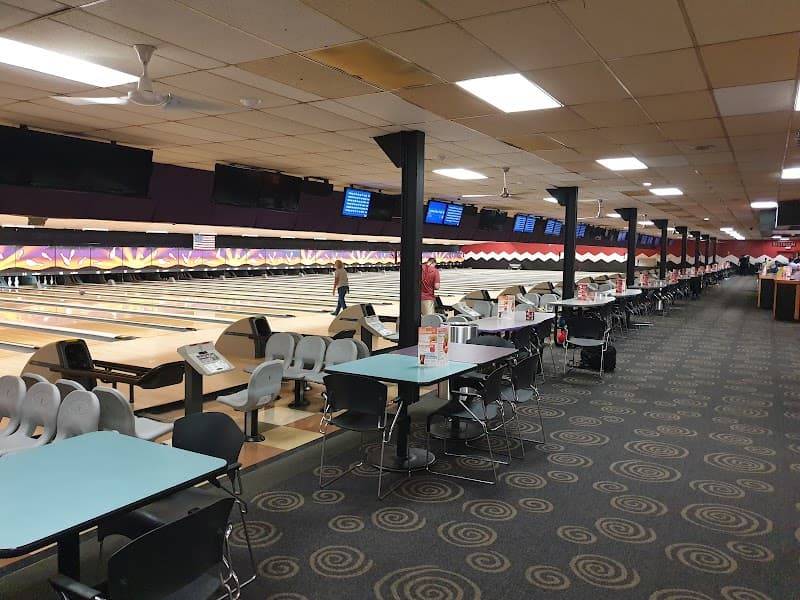 Interior view of Bowlero Pittsburgh bowling alley