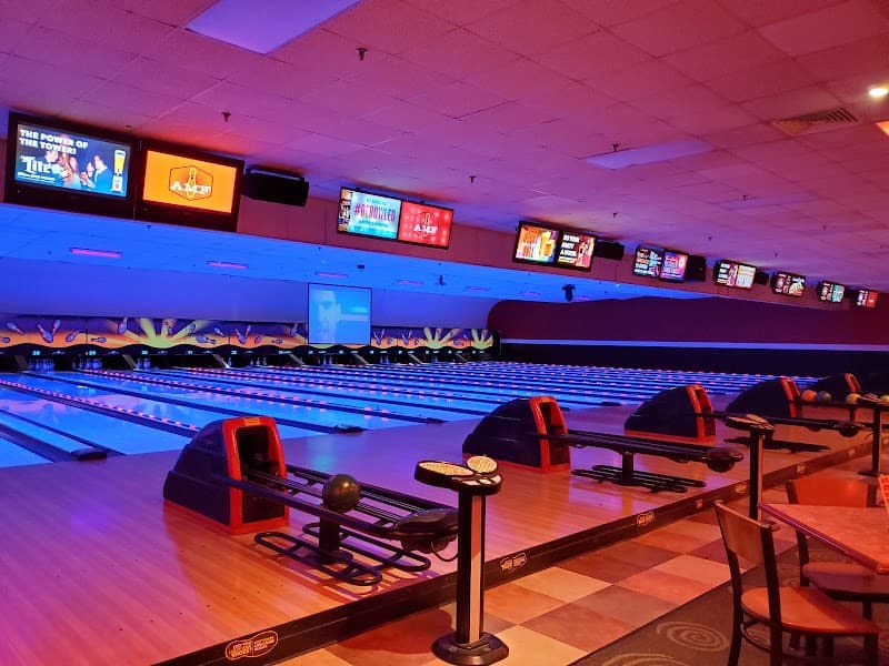 Interior view of Bowlero Raleigh bowling alley