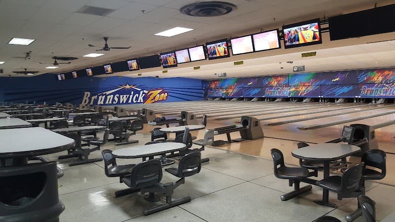 Interior view of Bowlero River Grove bowling alley
