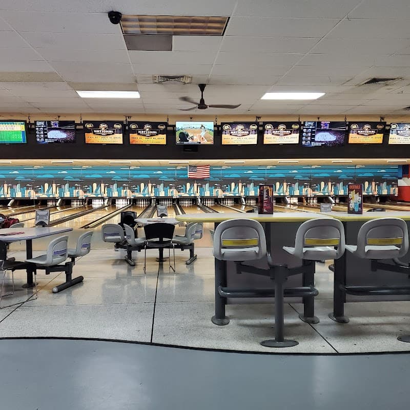 Interior view of Bowlero Thousand Oaks bowling alley