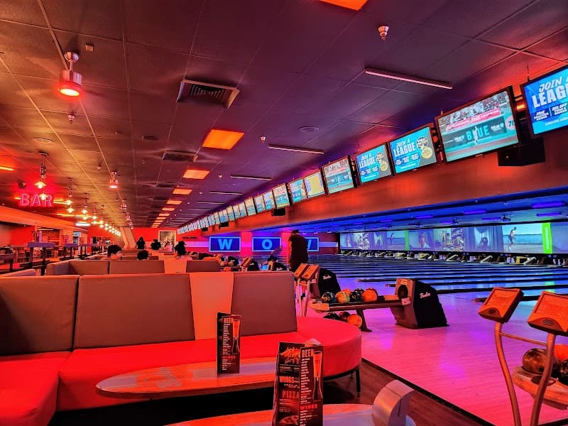 Interior view of Bowlero Upland bowling alley