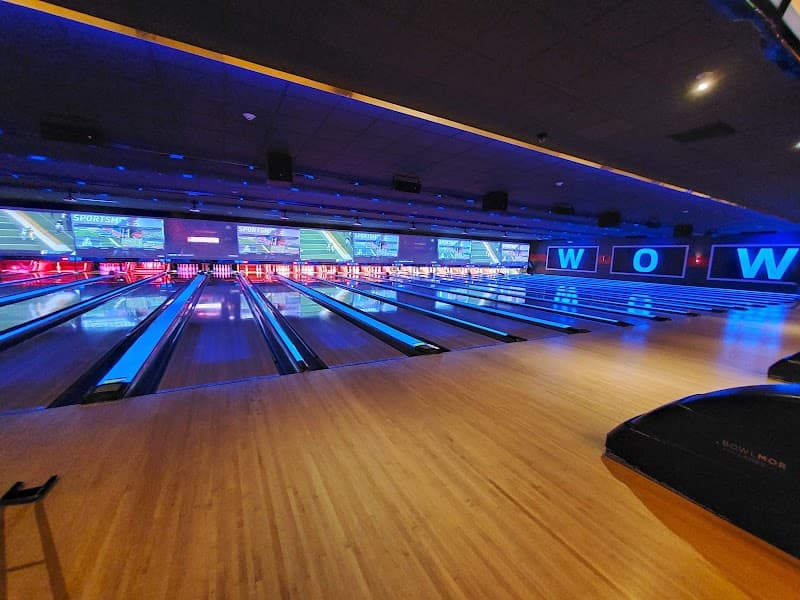 Interior view of Bowlero White Plains bowling alley