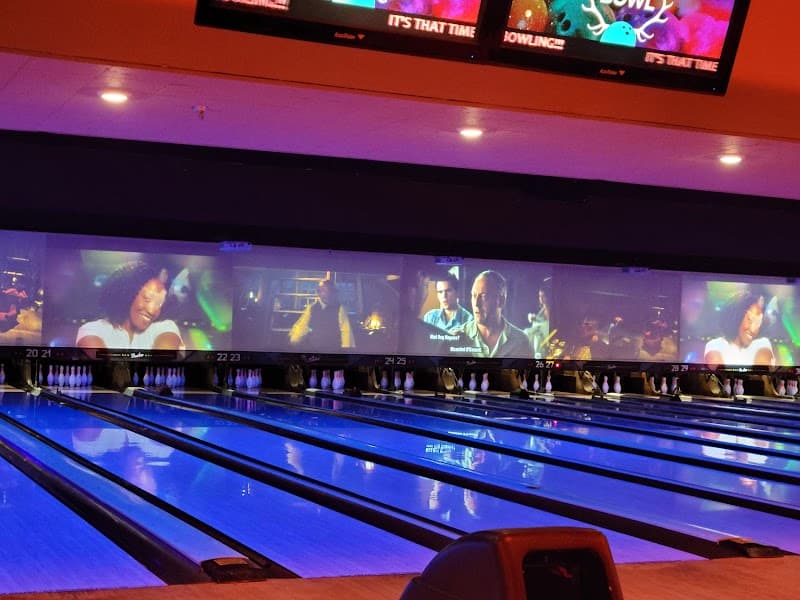 Interior view of Bowlero Woodland Hills bowling alley