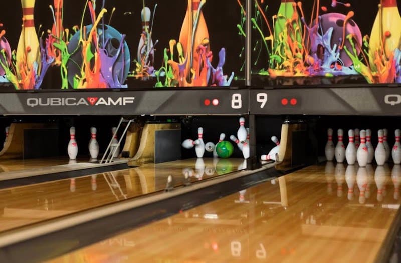 Interior view of Bryan's Bowling Center bowling alley