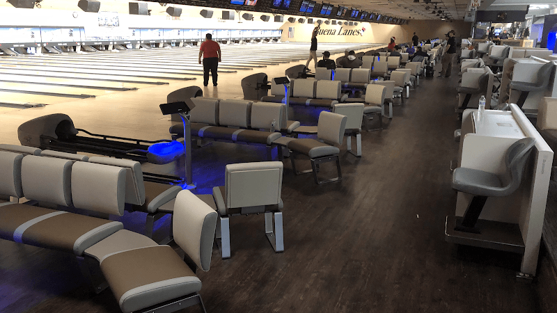 Interior view of Buena Lanes bowling alley