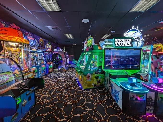Interior view of Buffaloe Lanes South Family Bowling Center bowling alley