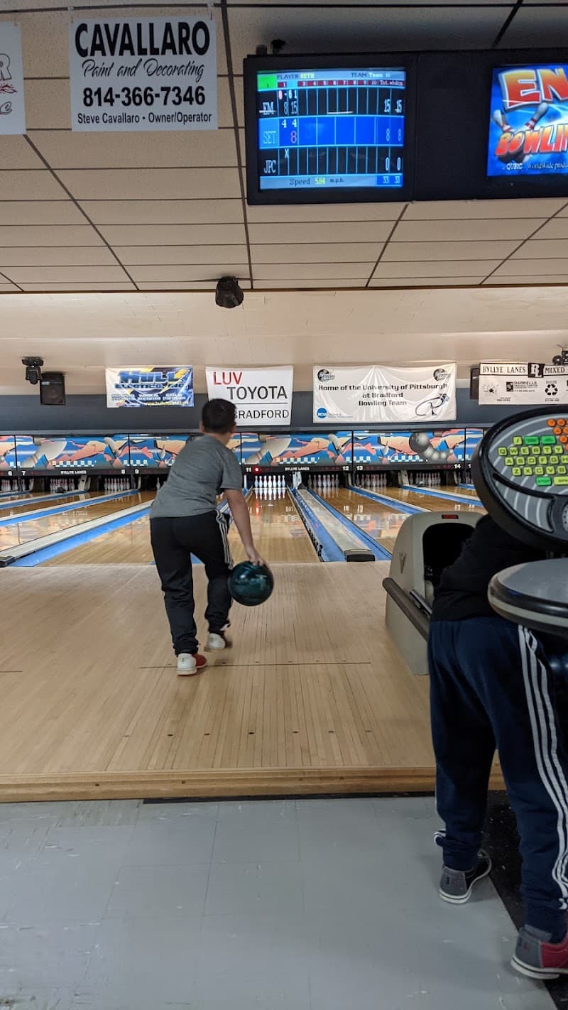 Interior view of Byllye Lanes bowling alley