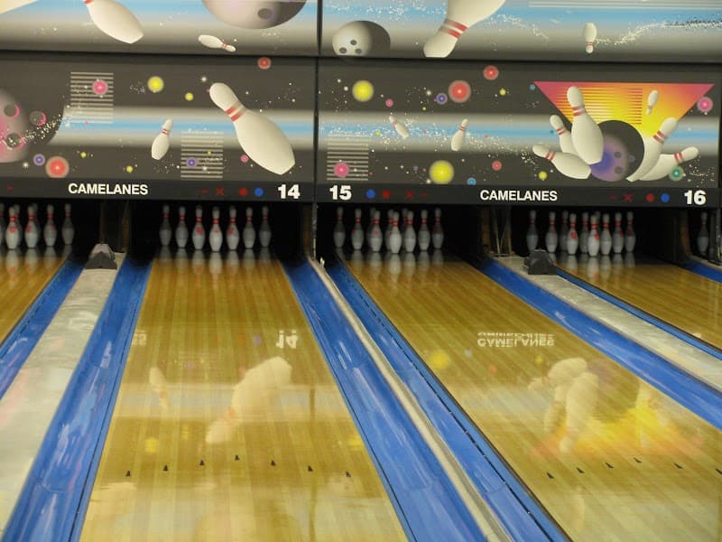 Interior view of Camelanes Bowling Center bowling alley