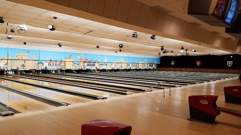 Interior view of Camelot Lanes bowling alley