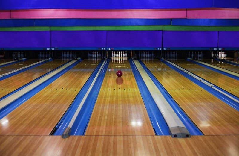 Interior view of Cedar Bowling Center bowling alley