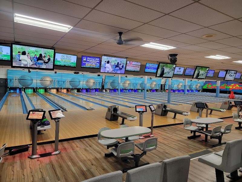 Interior view of Central Bowling Lanes bowling alley