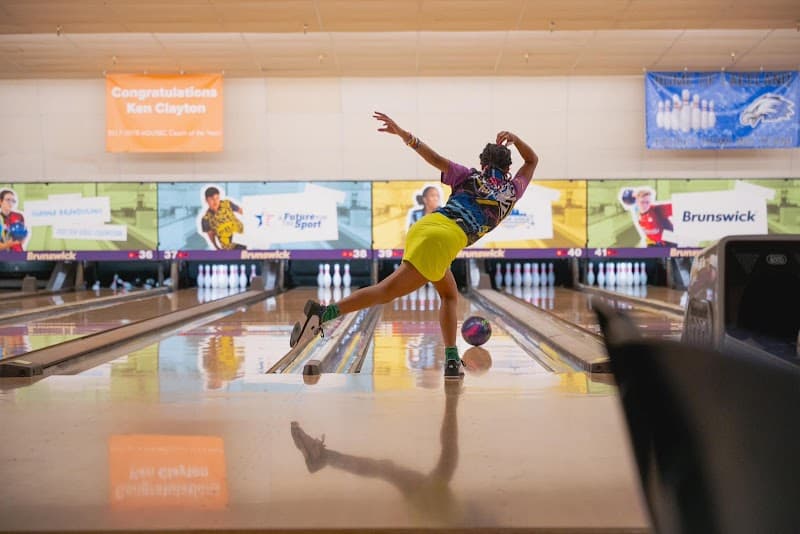 Interior view of Century Bowl bowling alley