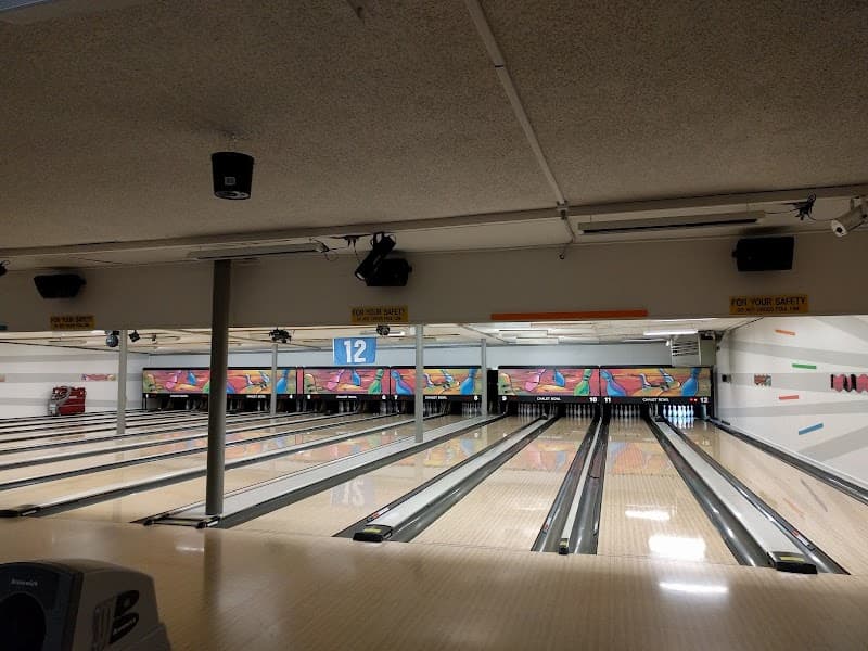 Interior view of Chalet Bowl bowling alley