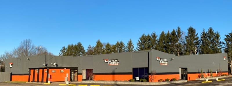 Interior view of Clutch Lanes & Sports Center bowling alley