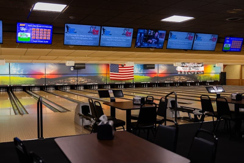 Interior view of Community Lanes Minster bowling alley