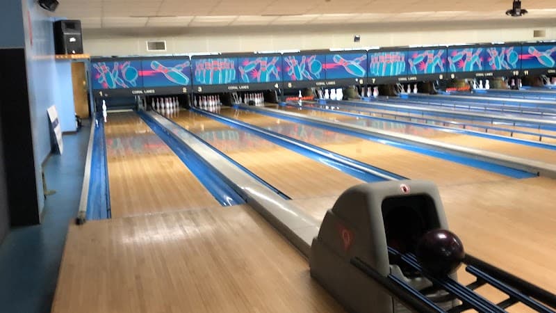 Interior view of Coral Lanes & Lounge bowling alley