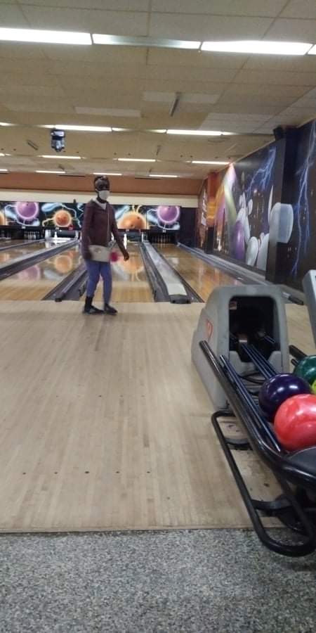 Interior view of Crest Bowl bowling alley
