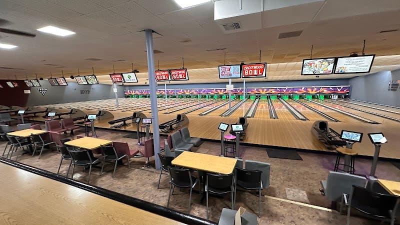 Interior view of Crestwood Bowl bowling alley