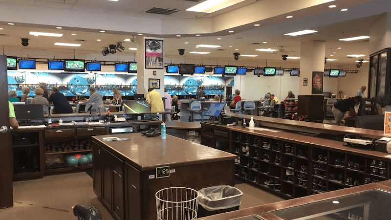 Interior view of Cypress Lanes bowling alley