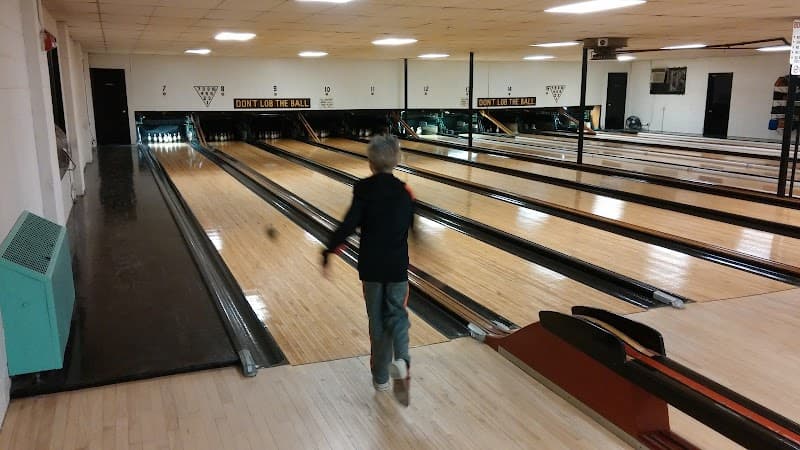 Interior view of Danbury Duckpin Lanes bowling alley