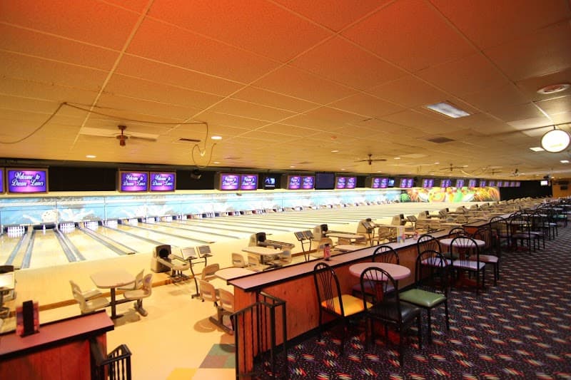 Interior view of Dream Lanes bowling alley