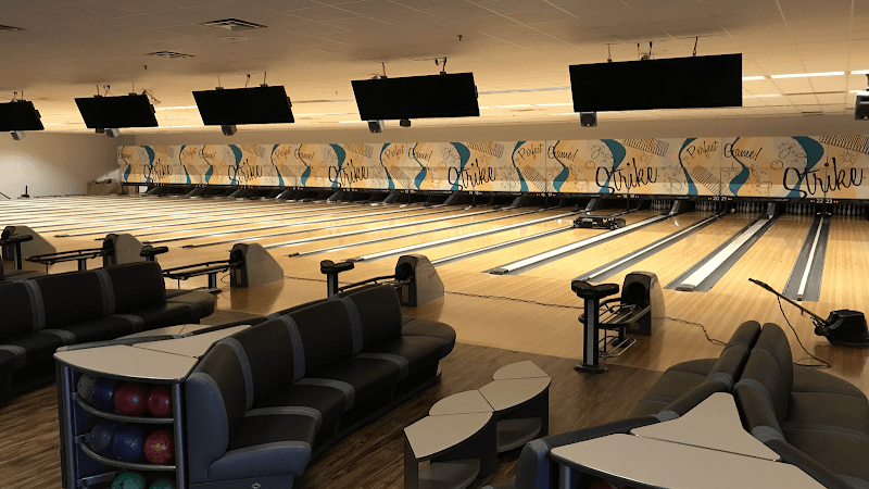 Interior view of Fannin Lanes bowling alley
