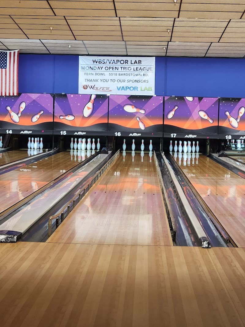 Interior view of Fern Bowl bowling alley