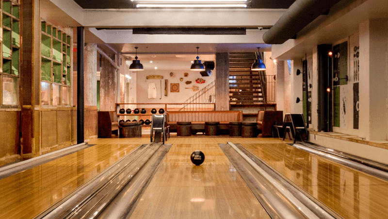Interior view of Fifth Arrow bowling alley