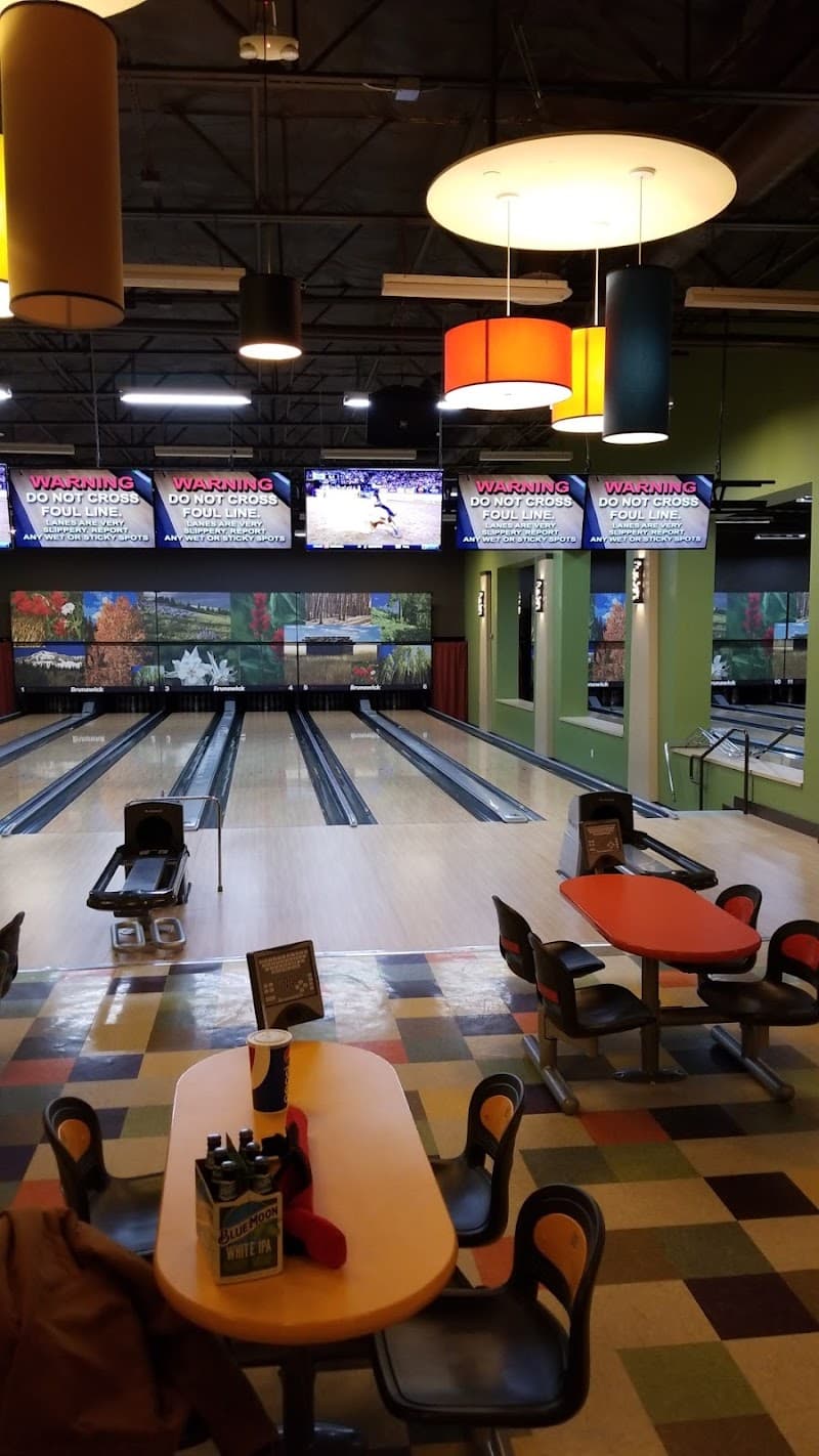 Interior view of Flicks N Pins bowling alley