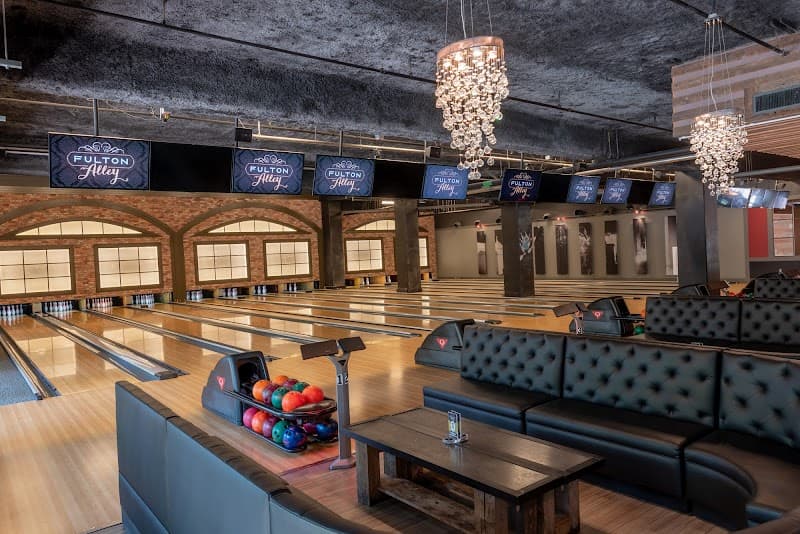 Interior view of Fulton Alley bowling alley