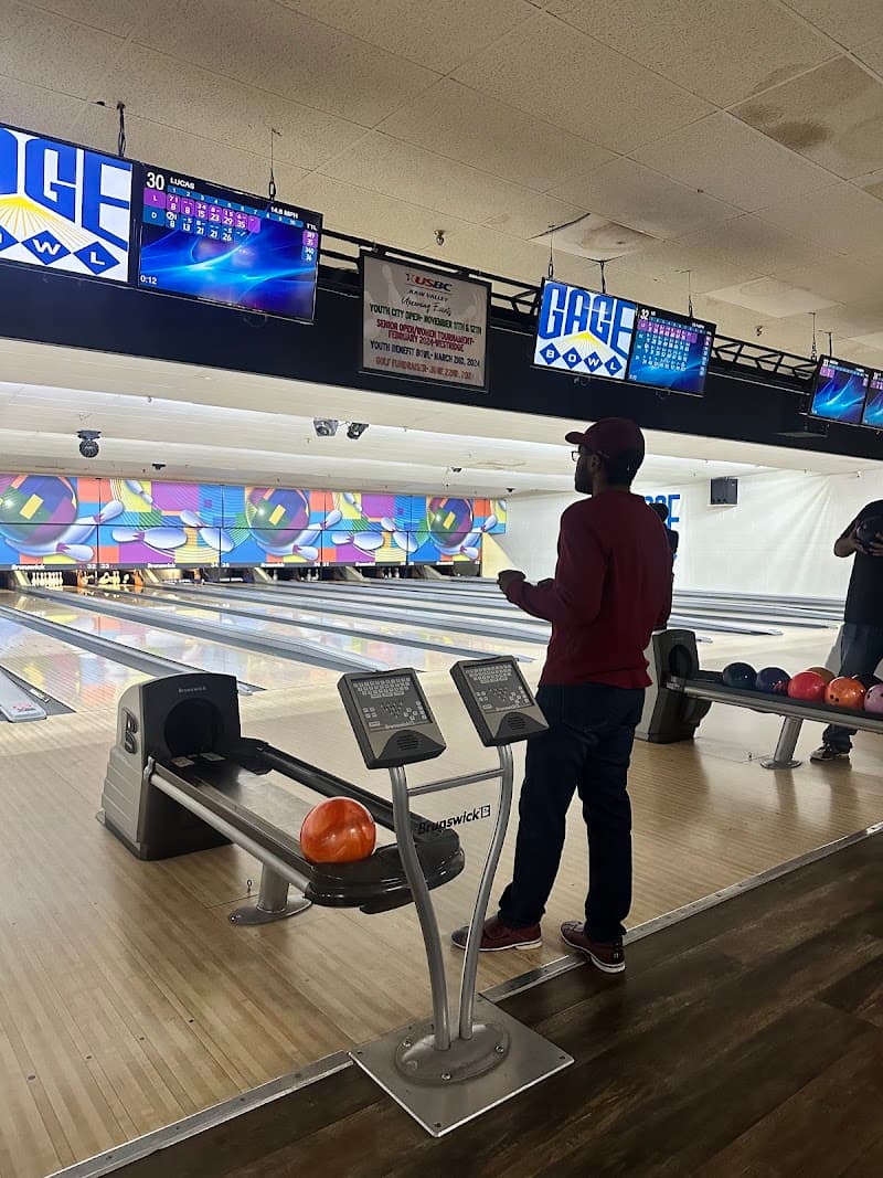 Interior view of Gage Bowl bowling alley