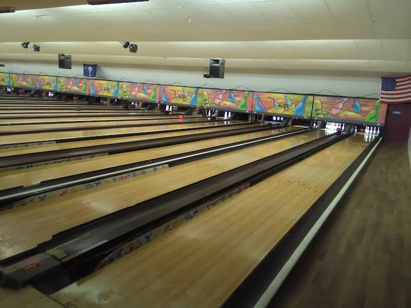 Interior view of Gamecock Lanes bowling alley