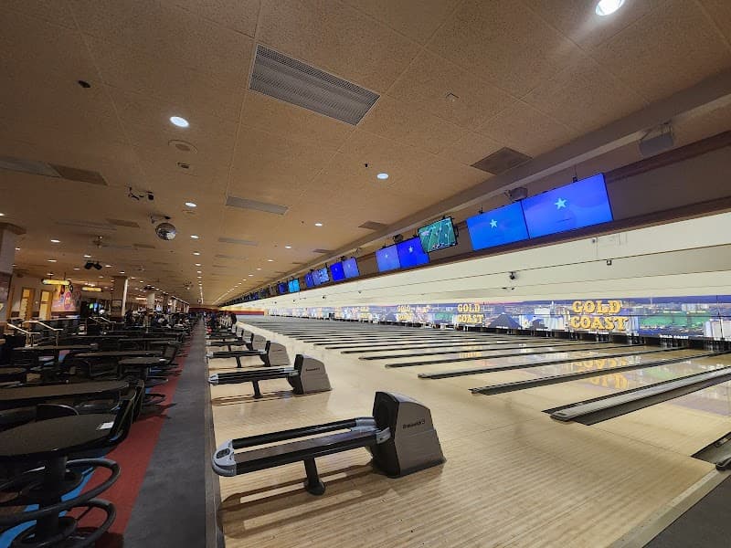 Interior view of Gold Coast Bowling Center bowling alley